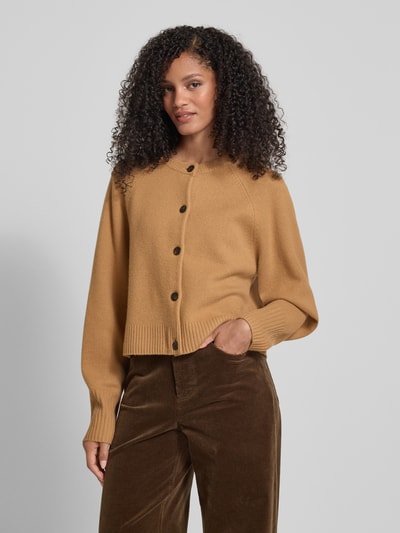 Jake*s Casual Kurtka z dzianiny z wełny z okrągłym dekoltem Camel 4