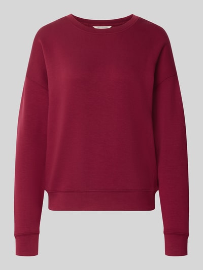 Produktfoto, Relaxed Fit Sweatshirt mit elastischen Abschlüssen von MSCH Copenhagen, Mieszanka wiskozy z dodatkiem streczu, krój relaxed fit, okrągły dekolt, elastyczne wykończenia, intensywny bordowy kolor, gładka faktura