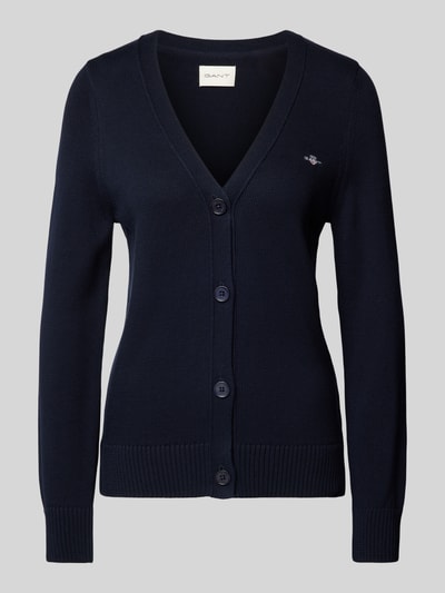 Gant Strickjacke mit Label-Stitching Dunkelblau 2