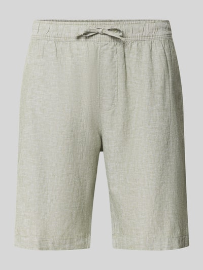 Produktfoto, Shorts aus Leinen-Baumwoll-Mix mit elastischem Bund von MCNEAL in heller Farbe, Regular-Fit, Tunnelzug, glatte Textur, Herren Shorts, Bundweite 44 cm bei Größe M, Innenbeinlänge 23 cm