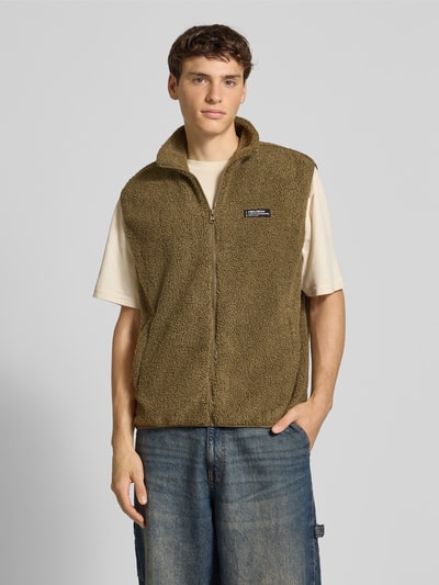 REVIEW Fleecegilet met opstaande kraag en steekzakken Kaki - 4