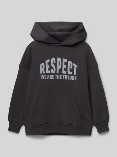 Mango Hoodie mit Kapuze Modell 'respect' Graphit 1