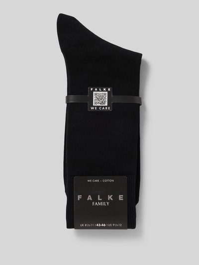 Produktfoto, Socken mit elastischen Rippenbündchen Modell 'Family SO' von Falke in Schwarz mit Unifarbenes-Design und Label-Detail
