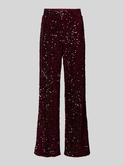 Pieces Spodnie szerokie z cekinowym obszyciem model ‘KAM’ Bordowy 2