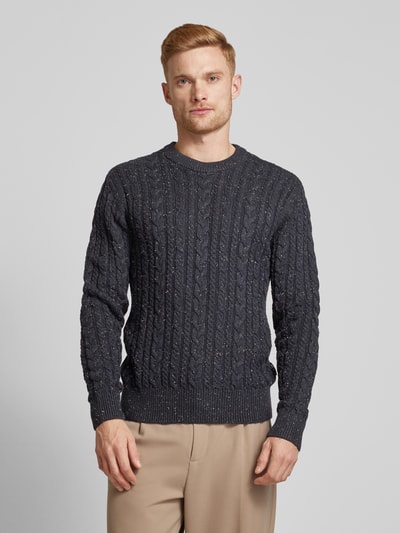 Casual Friday Gebreide pullover met ribboorden, model 'Karl' Marineblauw - 4