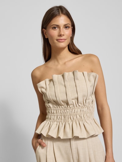 Gestuz Linnen top in strapless design Beige - 3