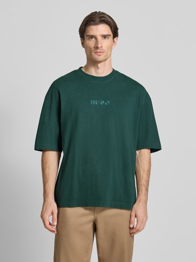 HUGO Oversized T-shirt van puur katoen, model 'DELW' Donkergroen - 4