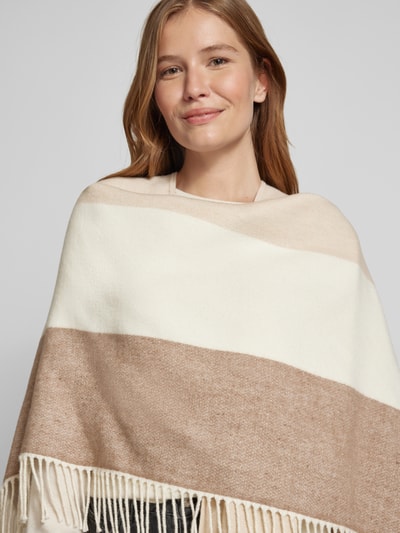 WHITE LABEL Poncho met franjes Beige - 3