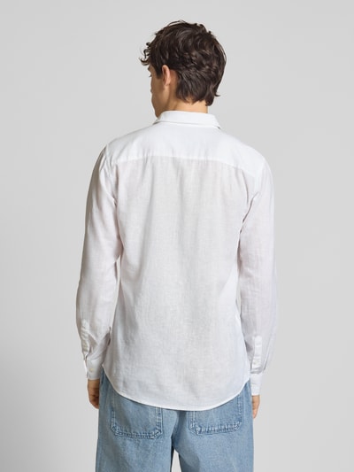 Only & Sons Slim Fit Freizeithemd aus Leinen-Baumwoll-Mix Modell 'CAIDEN' Weiss 5