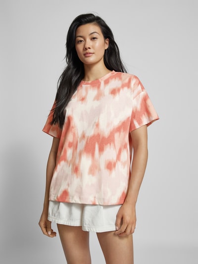 Jake*s Casual Oversized T-shirt met all-over print Donkeroranje - 4