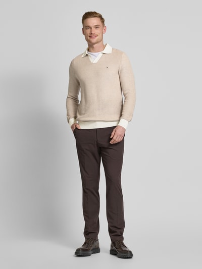 Christian Berg Men Strickpullover mit V-Ausschnitt Offwhite 1