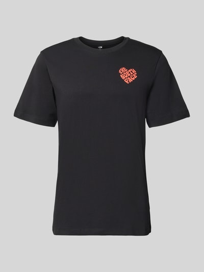 Produktfoto, T-Shirt mit Label-Print und Rundhalsausschnitt von The North Face aus Reine Baumwolle, Regular-Fit, schwarze Töne