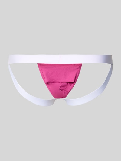 Produktfoto, Slim Fit Jockstrap mit Logo-Stitching Modell 'Fun' von WOH in Pink und Weiß aus elastischem Baumwoll-Mix für Herren