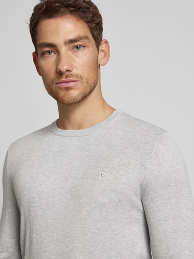 Scotch & Soda Gebreide pullover met logostitching, model 'CORE' Lichtgrijs - 3