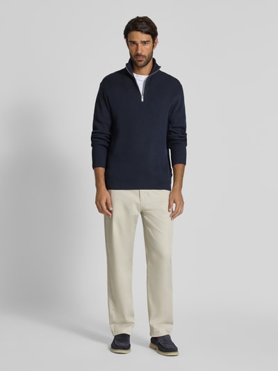 Lindbergh Gebreide pullover met schipperskraag Marineblauw - 1