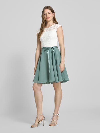 Swing Knielange cocktailjurk met ronde hals Lichtgroen - 1