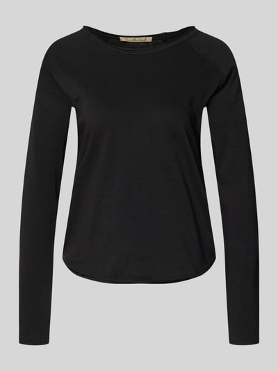 Produktfoto, Longsleeve mit Rundhalsausschnitt und Rollsaum von Smith and Soul aus reiner Baumwolle in Schwarz, Regular-Fit, Rückenlänge 56 cm bei Größe S