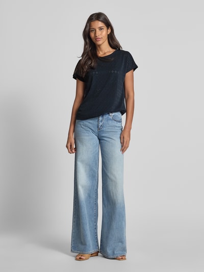 Tom Tailor Loose Fit T-Shirt aus Ajour Dunkelblau 1