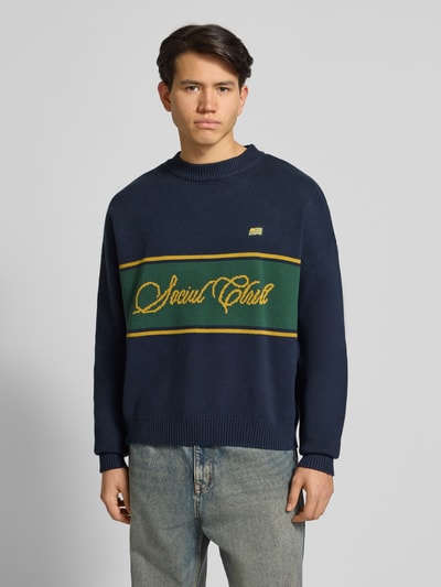 PROHIBITED Gebreide pullover met ronde hals Marineblauw - 4