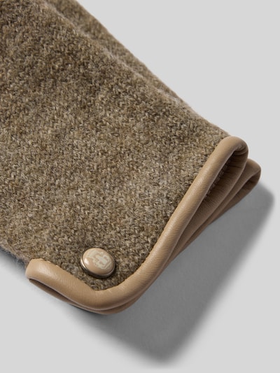 Roeckl Walkhandschuhe aus Schurwolle mit Wappen Emblem Taupe 2