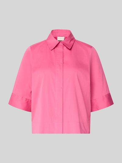 Produktfoto, Boxy Fit Bluse mit verdeckter Knopfleiste von Milano Italy, leuchtend pink, Mischung bawełny z dodatkiem streczu, pudełkowy krój, kołnierzyk koszulowy