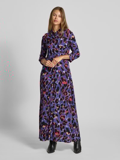 YAS Maxi-jurk met knoopsluiting, model 'SAVANNA' Rookblauw - 4