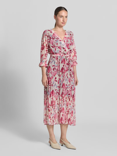 ZABAIONE Midikleid im Allover-Look mit Bindegürtel Rosa 1