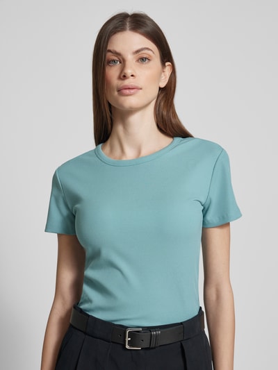 Christian Berg Woman T-shirt z efektem prążkowania i okrągłym dekoltem Morski 3