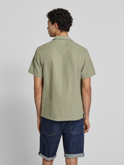 Tommy Jeans Regular Fit Freizeithemd aus Leinen-Baumwoll-Mix Oliv 5