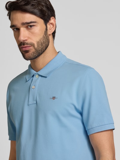 Gant Regular fit poloshirt met labelstitching Bleu - 3