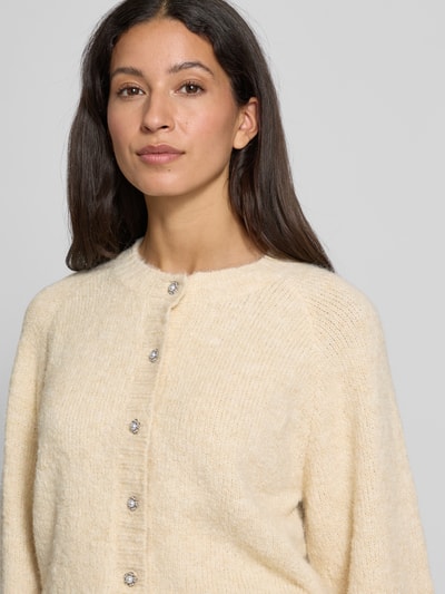 FREE/QUENT Kurtka z dzianiny z okrągłym dekoltem model ‘Luisa’ Beżowy 3