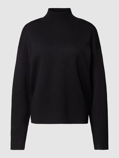 Jake*s Casual Sweatshirt mit geripptem Stehkragen Black 2