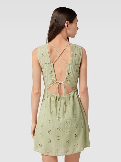 Vero Moda Mini-jurk van katoen met broderie anglaise, model 'MAJA' Zachtgroen - 5