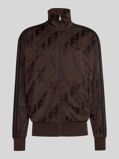adidas Originals Relaxed Fit Sweatjacke mit Allover-Logo-Print Modell 'FIREBIRD' Dunkelbraun 2