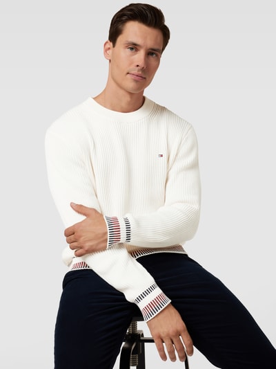 Tommy Hilfiger Strickpullover mit Logo-Stitching Modell 'SHADOW' Offwhite 3