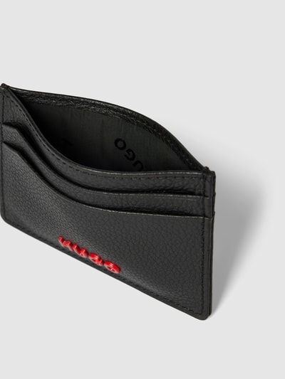 HUGO Etui na karty ze skóry z detalem z logo model ‘Subway’ Czarny 3