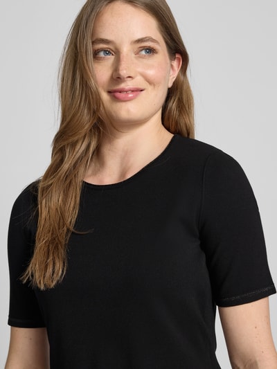 Marc Cain Gebreid shirt van viscosemix met ronde hals Zwart - 3