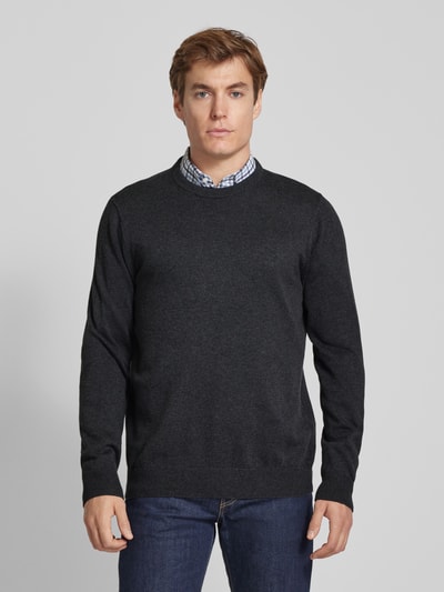 Christian Berg Men Strickpullover mit Woll-Anteil und Rundhalsausschnitt Dunkelgrau Melange 4