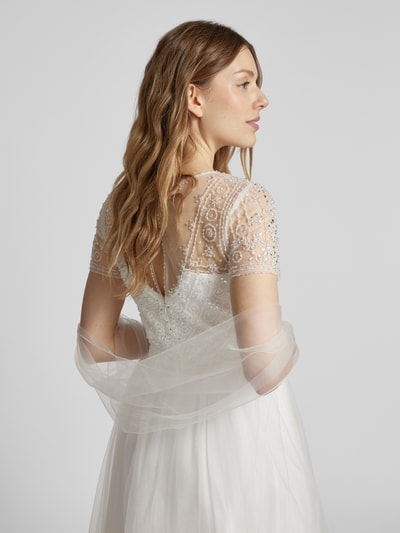 Unique Abendkleid mit Strasssteinbesatz Offwhite 6