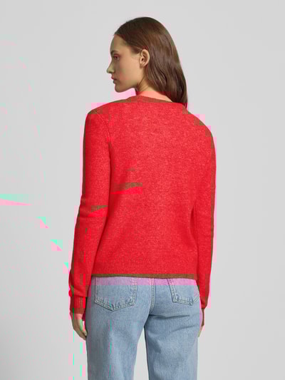 Pieces Kurtka z dzianiny o kroju regular fit z dodatkiem wełny model ‘MALOU’ Czerwony 5