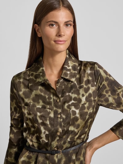 Mango Hemdblusenkleid mit Gürtel Modell 'CAMILA' Khaki 3