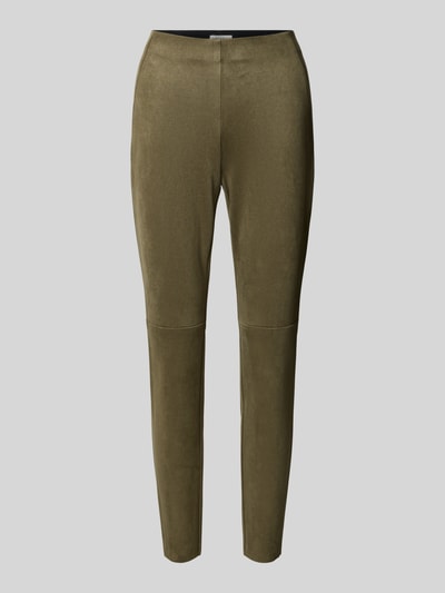 Produktfoto, Slim Fit Hose in verkürzter Passform von Christian Berg Woman, elastyczna mieszanka materiałów, krój slim fit, skrócony, imitacja weluru, szerokość w rozmiarze 36: 37 cm, długość wewnętrzna nogawki w rozmiarze 36: 73 cm