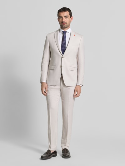 Mannelijk model draagt Slim Fit Komplettanzug met Klepzakken van Roy Robson, Materiaalmix met scheerwol, Ganzkörperansicht von vorne.