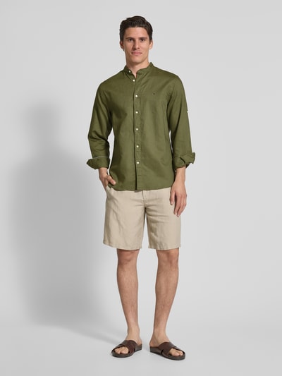 Tommy Hilfiger Regular fit vrijetijdsoverhemd van een mix van katoen en linnen Olijfgroen - 1