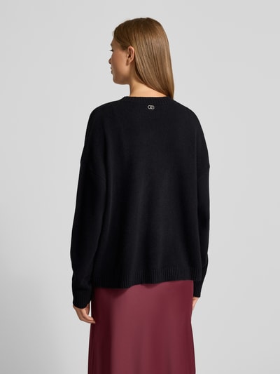 Liu Jo White Oversized Wollpullover aus reiner Lanawolle Black 5