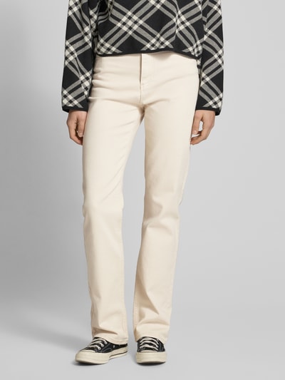 Pieces Jeansy o kroju straight fit z mieszanki bawełny model ‘KELLY’ Écru 4