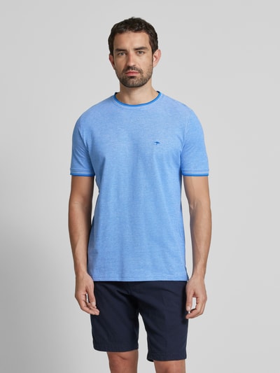 Fynch-Hatton T-shirt met labelstitching Koningsblauw - 4