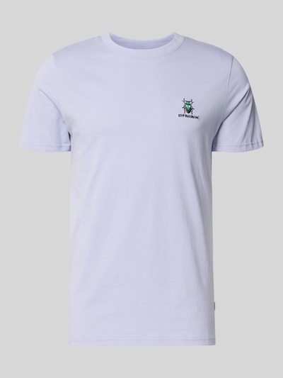Produktfoto, T-Shirt mit Stitching und Rundhalsausschnitt von Lindbergh, weiße Reine Baumwolle, Slim-Fit, Rückenlänge 71 cm Größe M