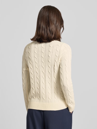 Gant Strickjacke mit Zopfmuster und Label-Stitching Offwhite 5