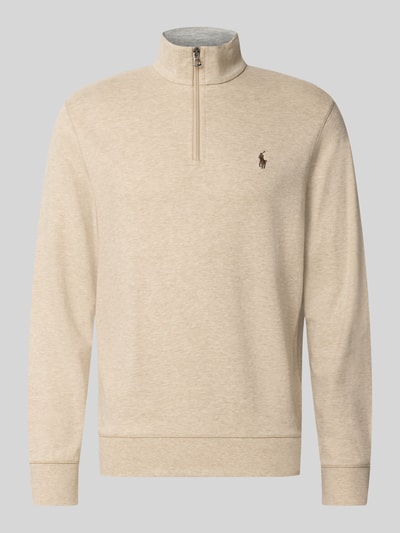 Produktfoto, Regular Fit Sweatshirt aus Baumwoll-Mix von Polo Ralph Lauren in Beige, feine melierte Textur, Reißverschluss am Kragen